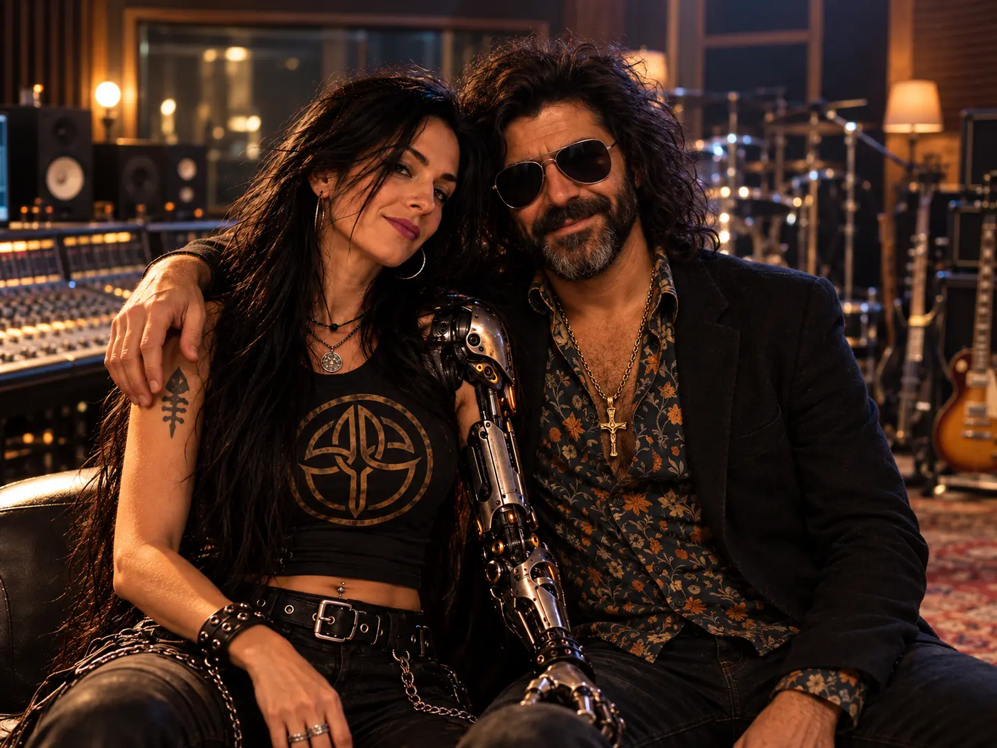 Venus Bradan and Paul Littlestripes together in the recording studio
